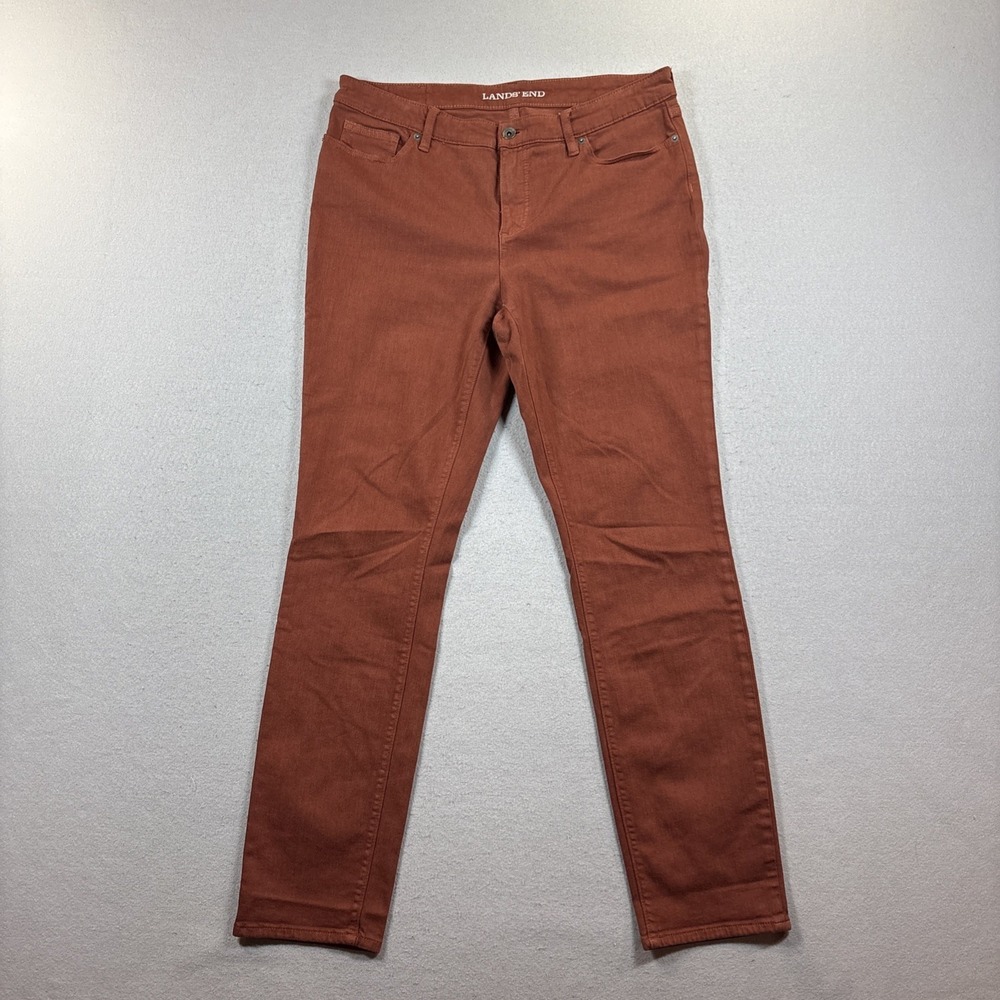 Lands' End Womens' Red Rust Mid Rise Slim Jean size 14